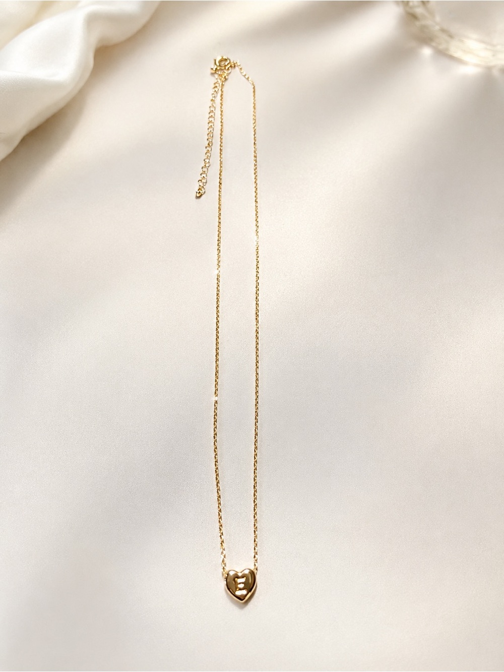 Gold Heart Pendant Necklace- “E” engraves- Elegant Women's Jewelry